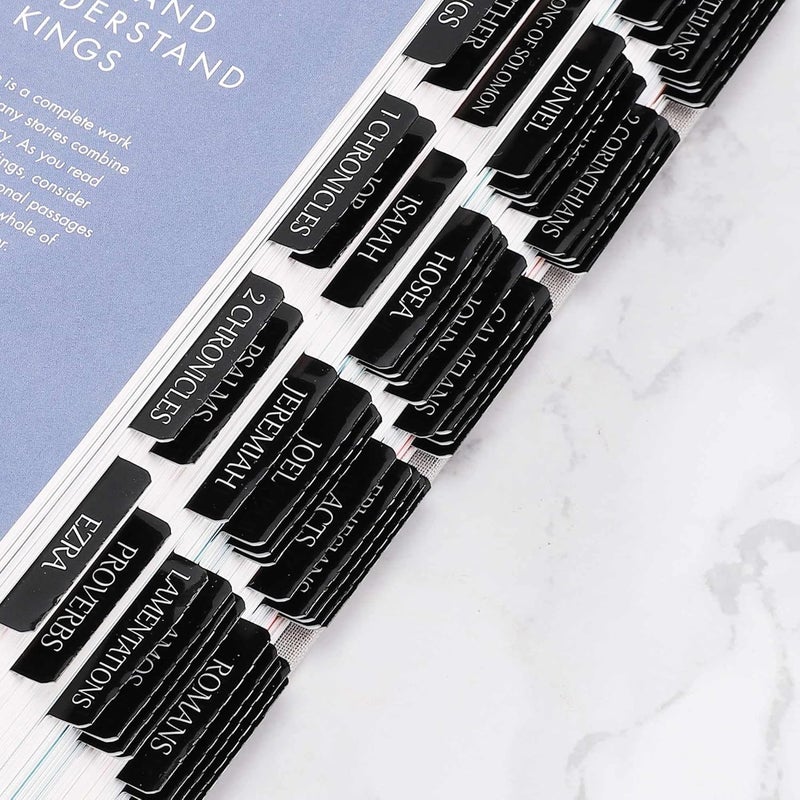 thinkor Reposition Laminated Bible Tabs, Large Print Stickers, Easy to Read and Apply Bible Tabs for Women and Man (Luxury Black) - Image 2